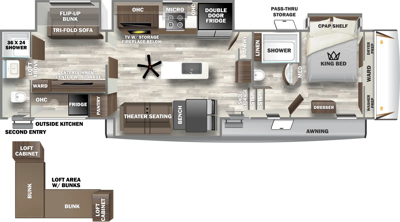 Sabre 38DBL Floorplan